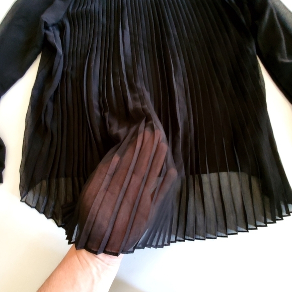 🟢1079 * Carmen Marc Valvo Accordion Pleated Blouse Black Size S - Picture 8 of 10